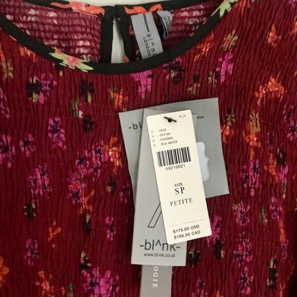 Anthropologie Bl-nk Autumn Floral Print Smocked Tiered dress in Small Petite NWT - Picture 4 of 6